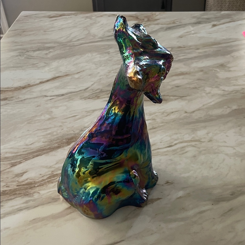 Fenton Winking Alley cat Black Amethyst 11" iridescent carnival glass 1970 - Picture 5 of 5